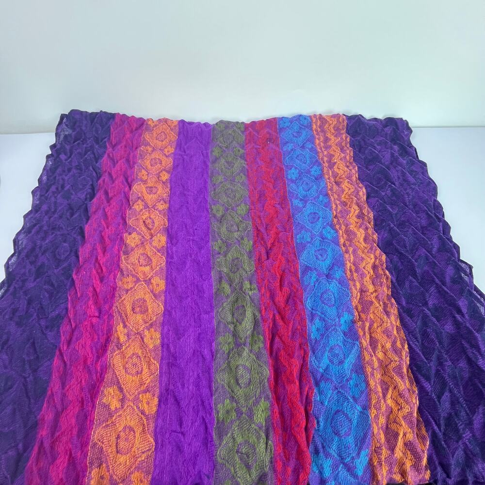 Factories Connection Women's Pashmina Multicolor Stripe Polyester Waffle Scarf